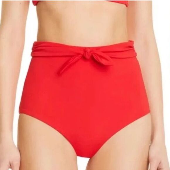 Mara Hoffman Jay NWT Red High Waist Tie-Front Bikini Bottoms Size 2X - Picture 1 of 12